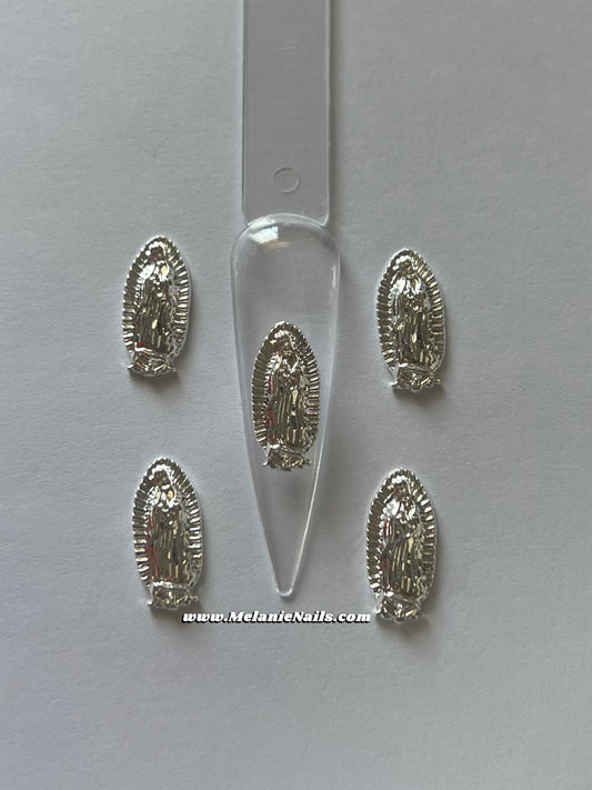 Silver Virgencita Nail Charms