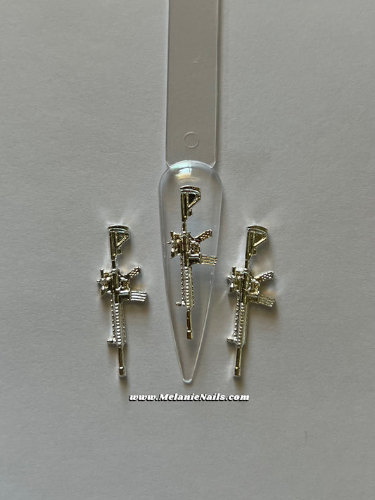 Silver Gun Nail Charms