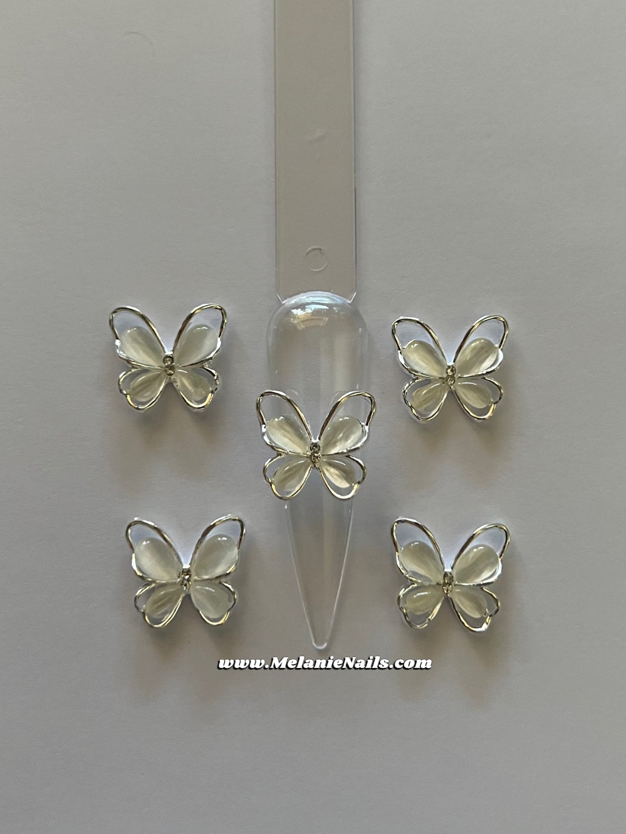 Silver Butterfly Nail Charms