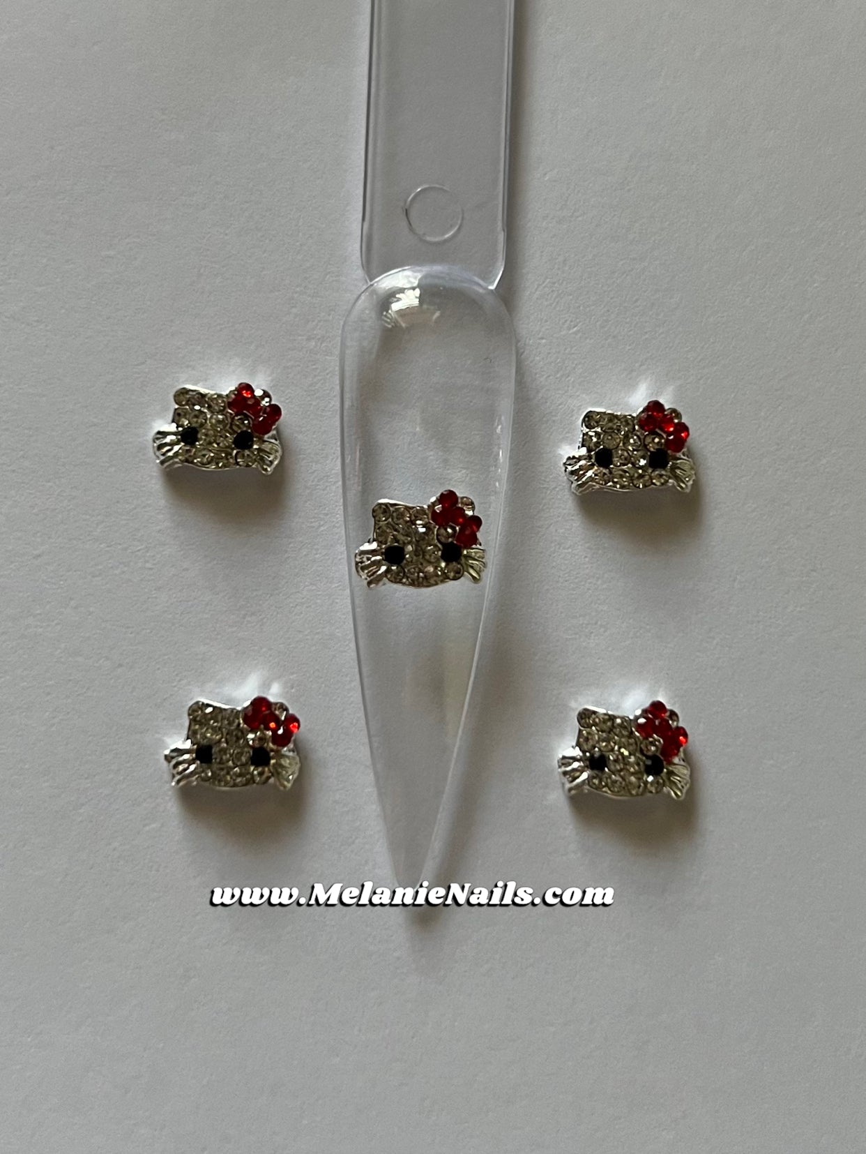 Red Bow Kitty Nail Charms