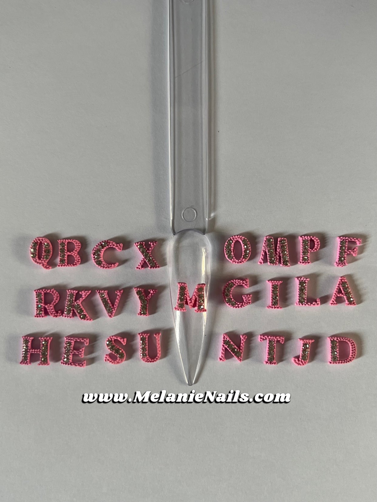 Pink Diamond Letter Nail Charms