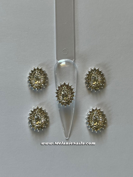 Silver Virgencita Nail Charms