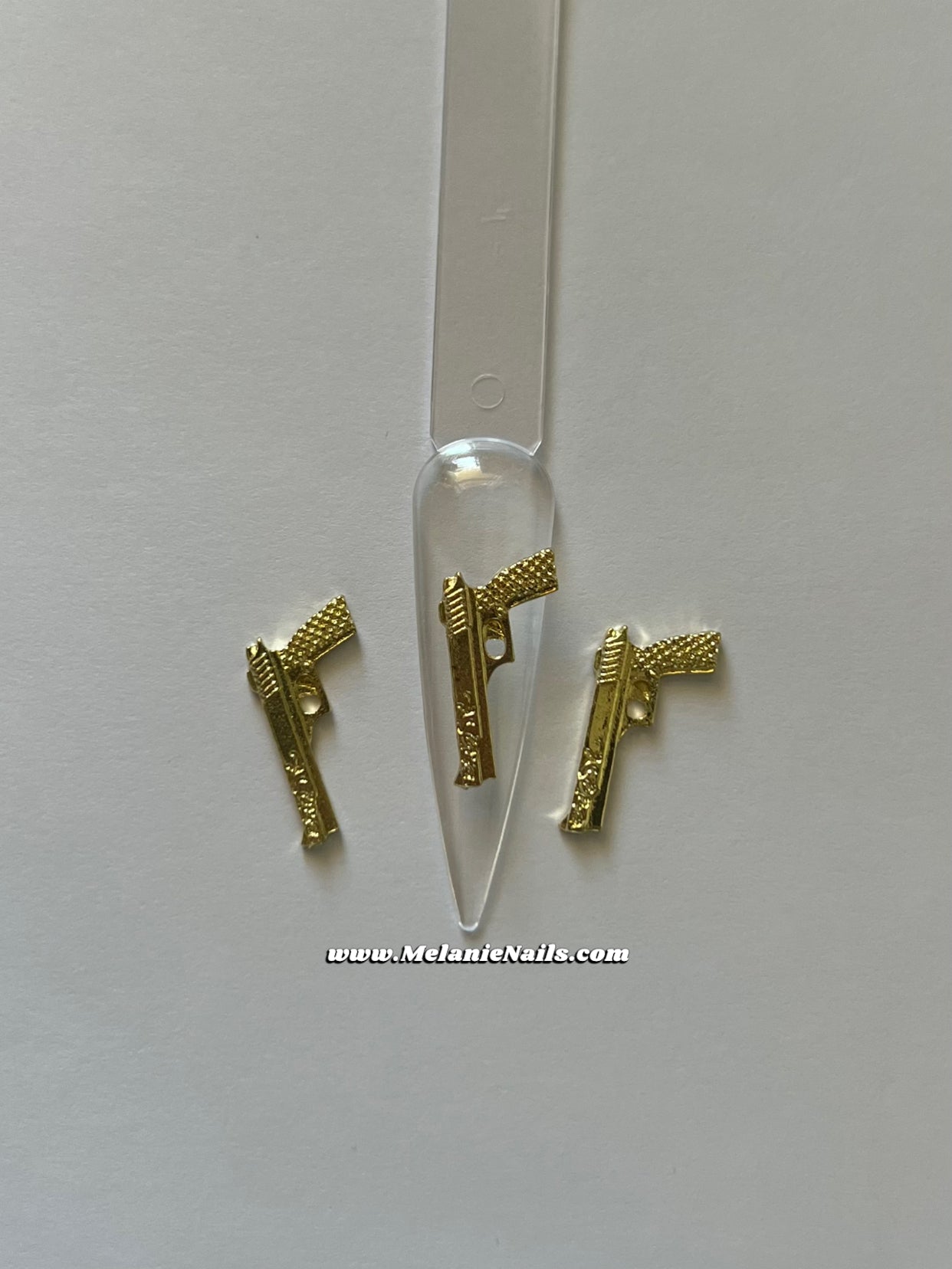 Gold Gun Nail Charms