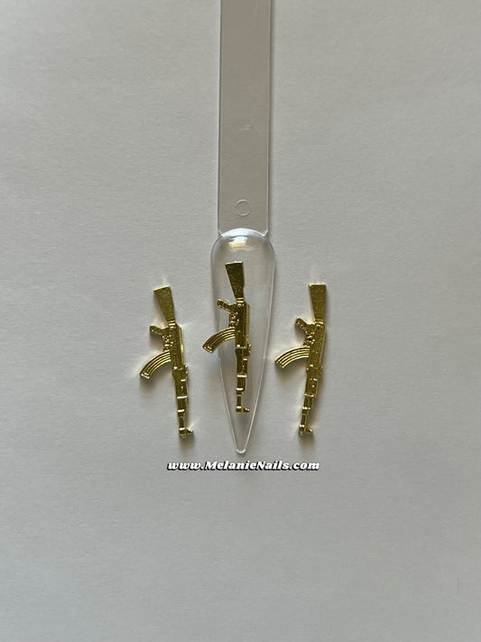 Gold Gun Nail Charms