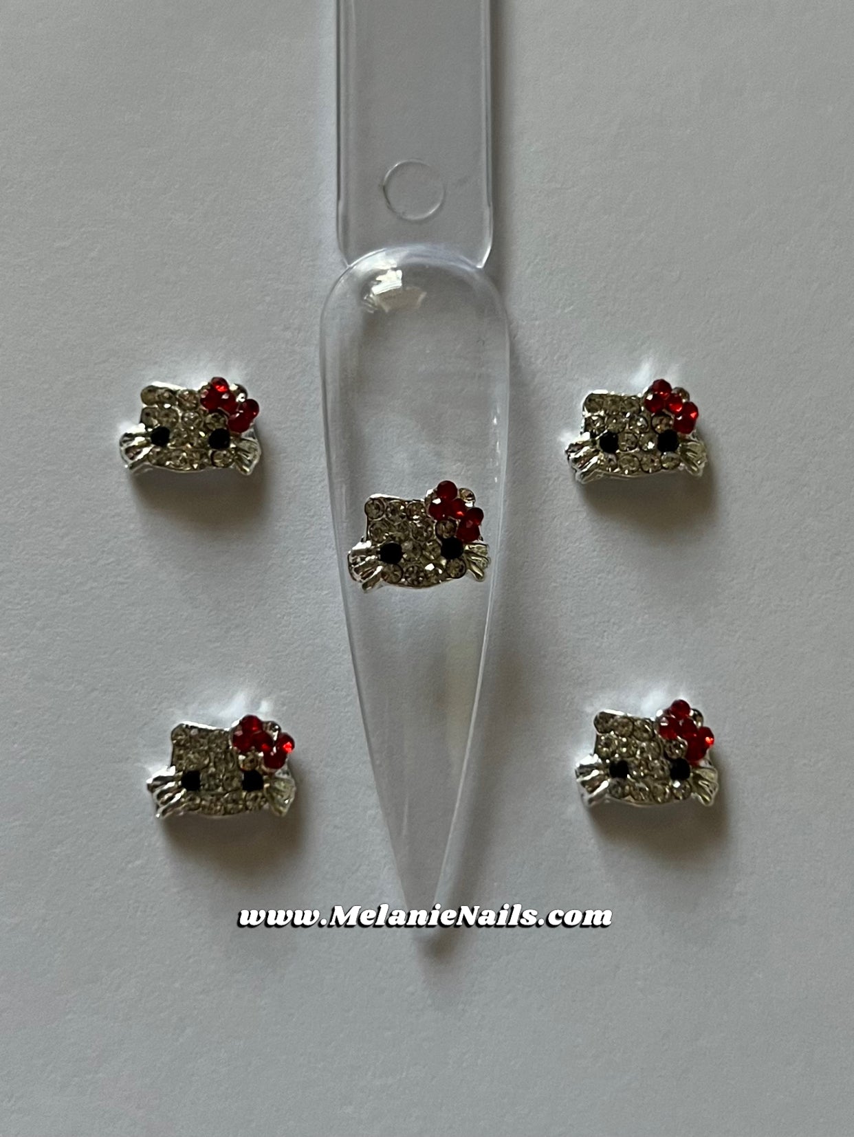 Red Bow Kitty Nail Charms