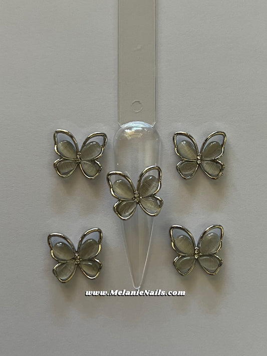 Antique Silver Butterfly Nail Charms