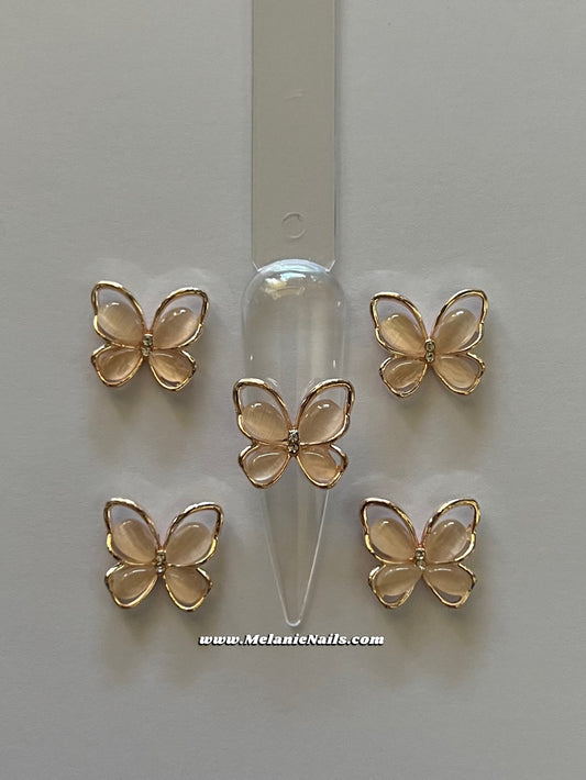 Rose Gold Butterfly Nail Charms