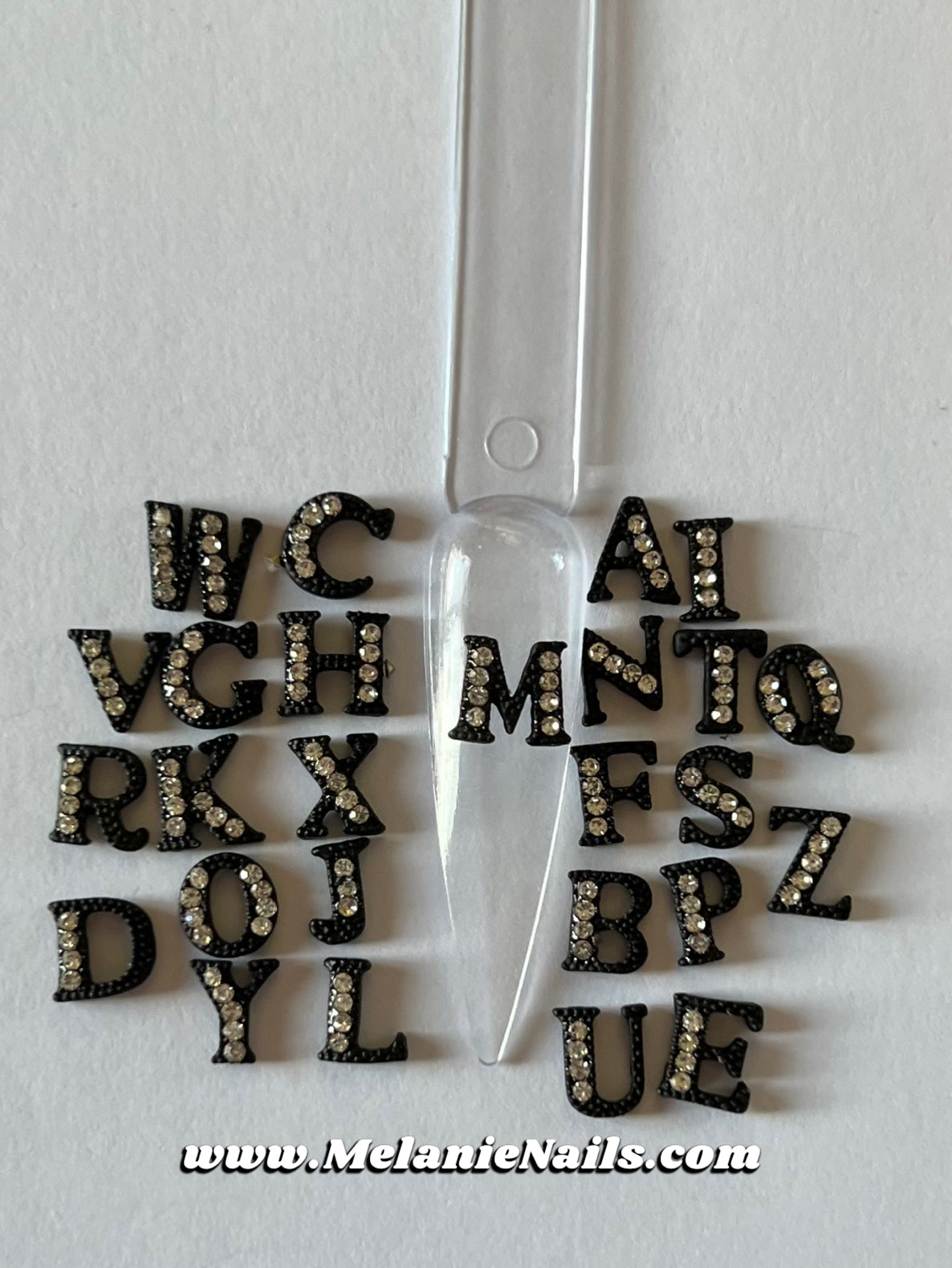 Black Diamond Letter Nail Charms