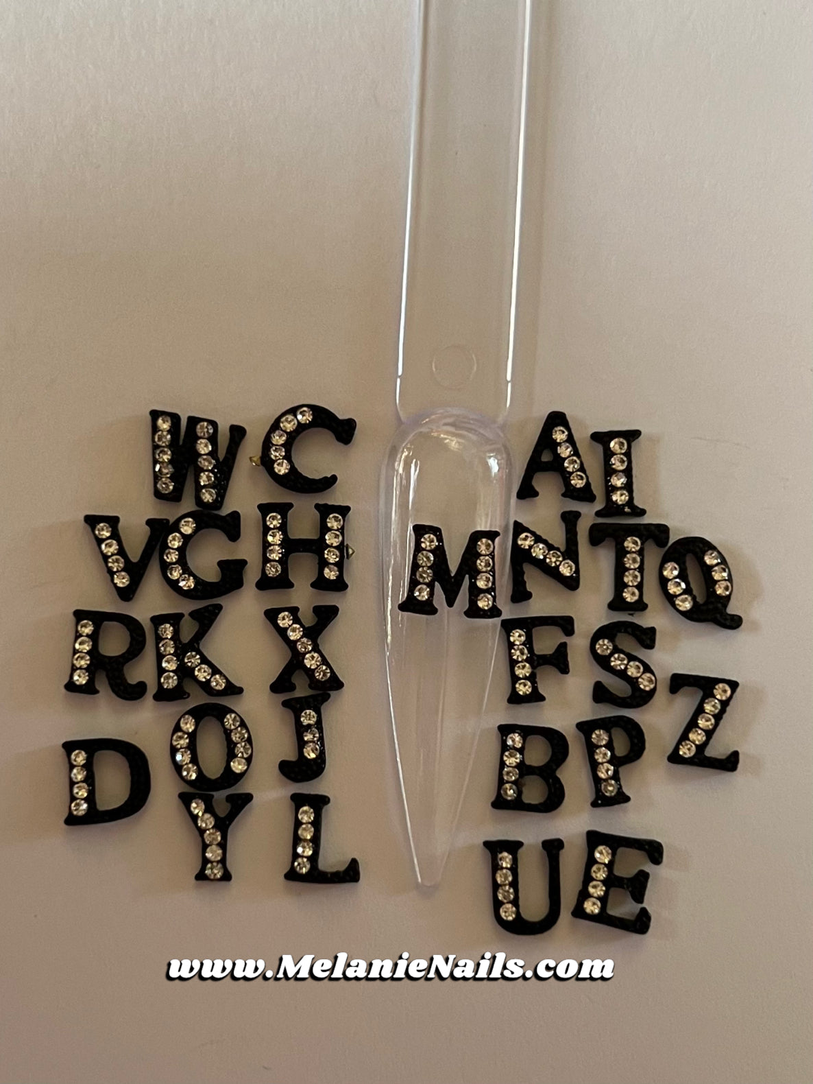 Black Diamond Letter Nail Charms