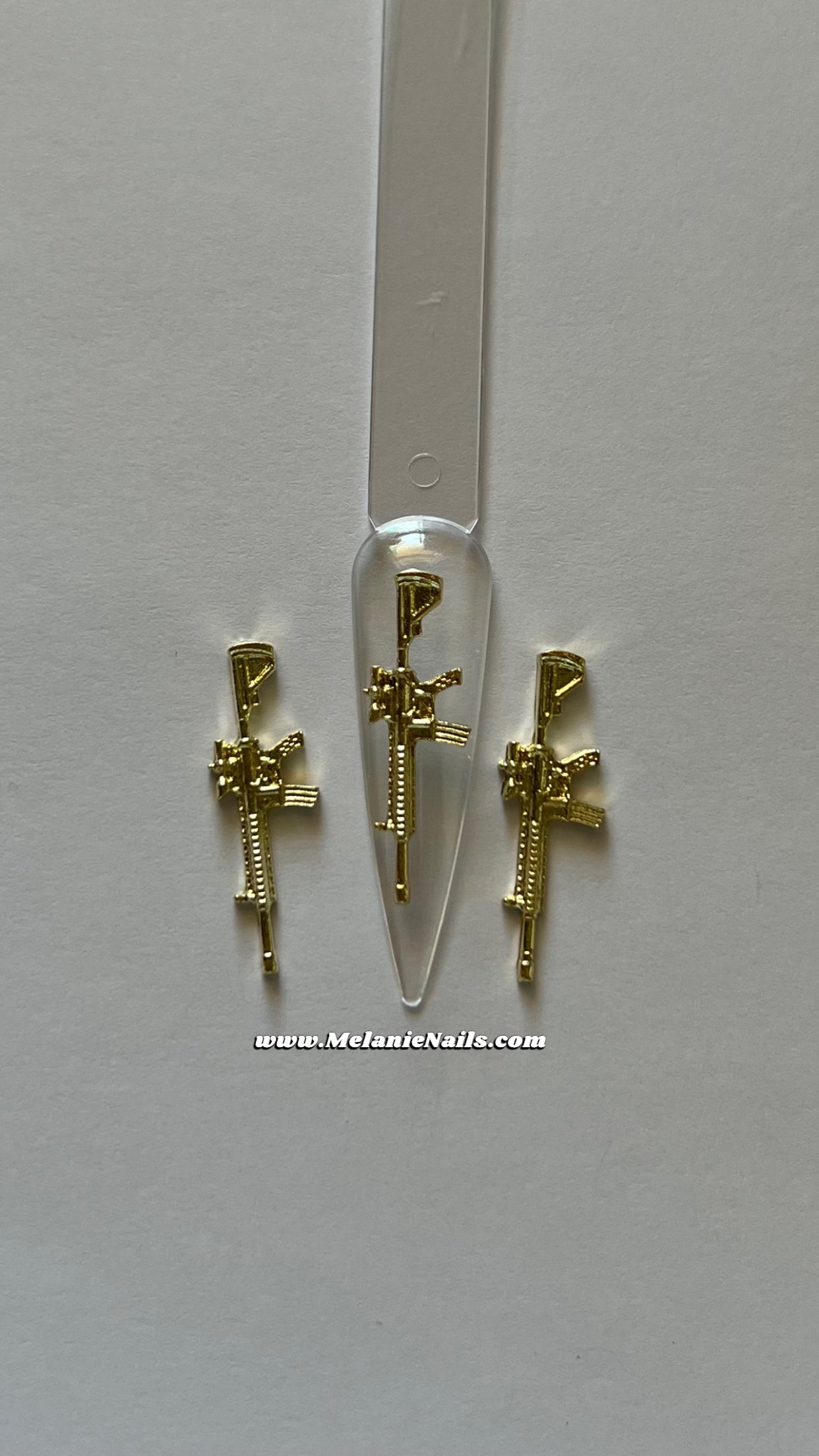 Gold Gun Nail Charms