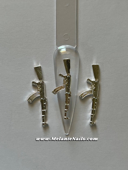 Silver Gun Nail Charms