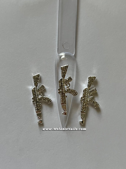 Small Silver Diamond Gun Nail Charms