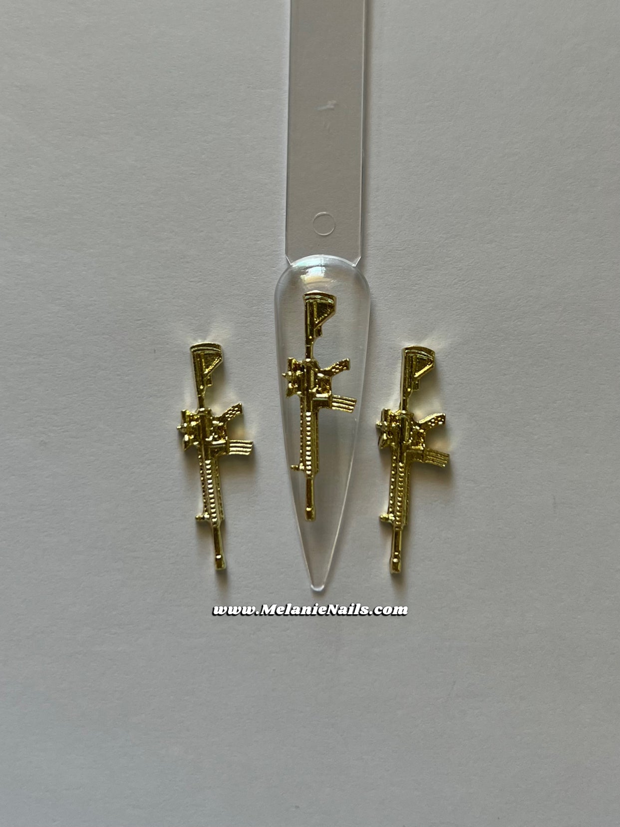 Gold Gun Nail Charms