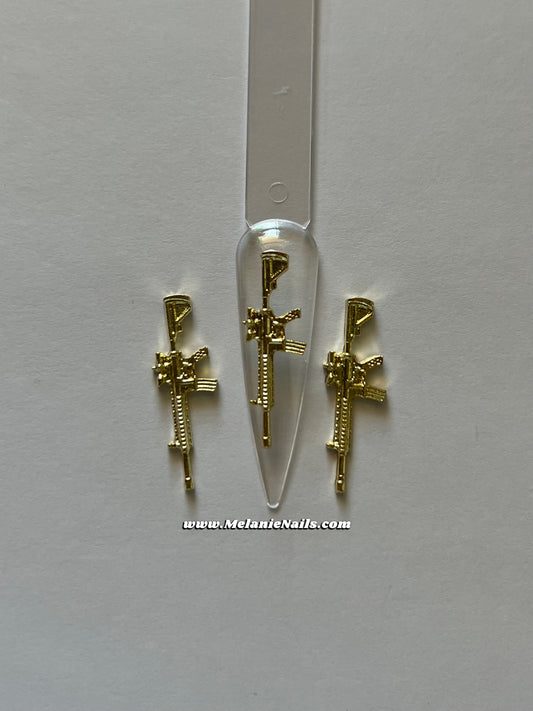 Gold Gun Nail Charms