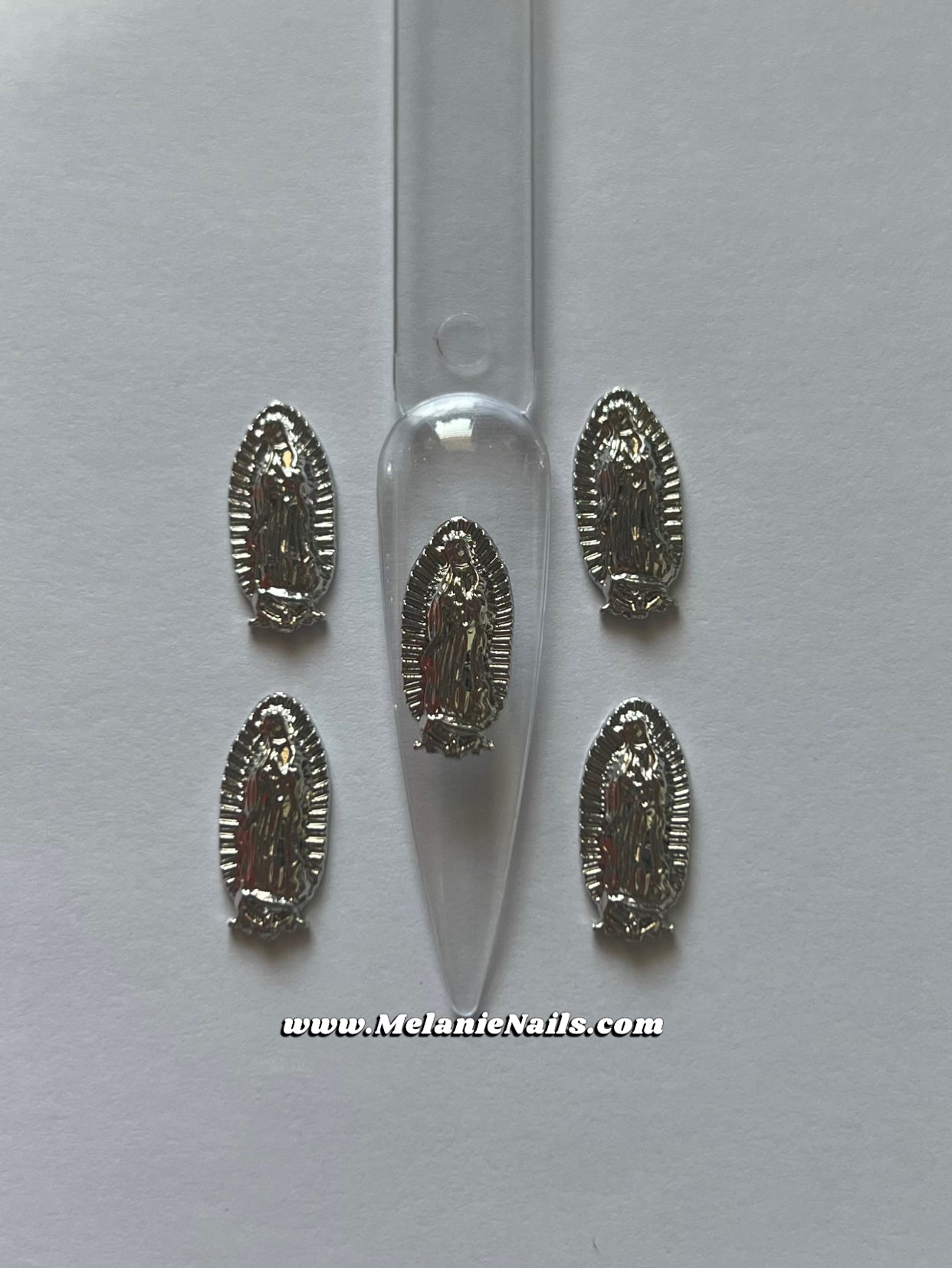 Antique Silver Virgencita Nail Charms