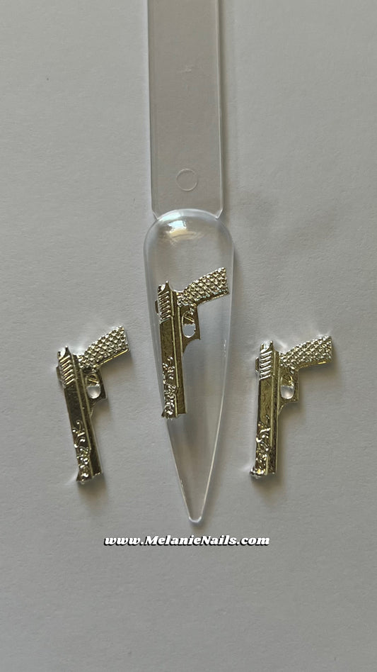 Silver Gun Nail Charms