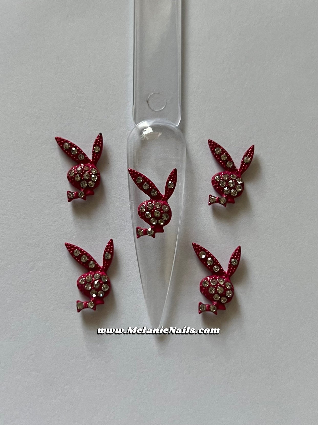 Diamond Pink Bunny Nail Charms