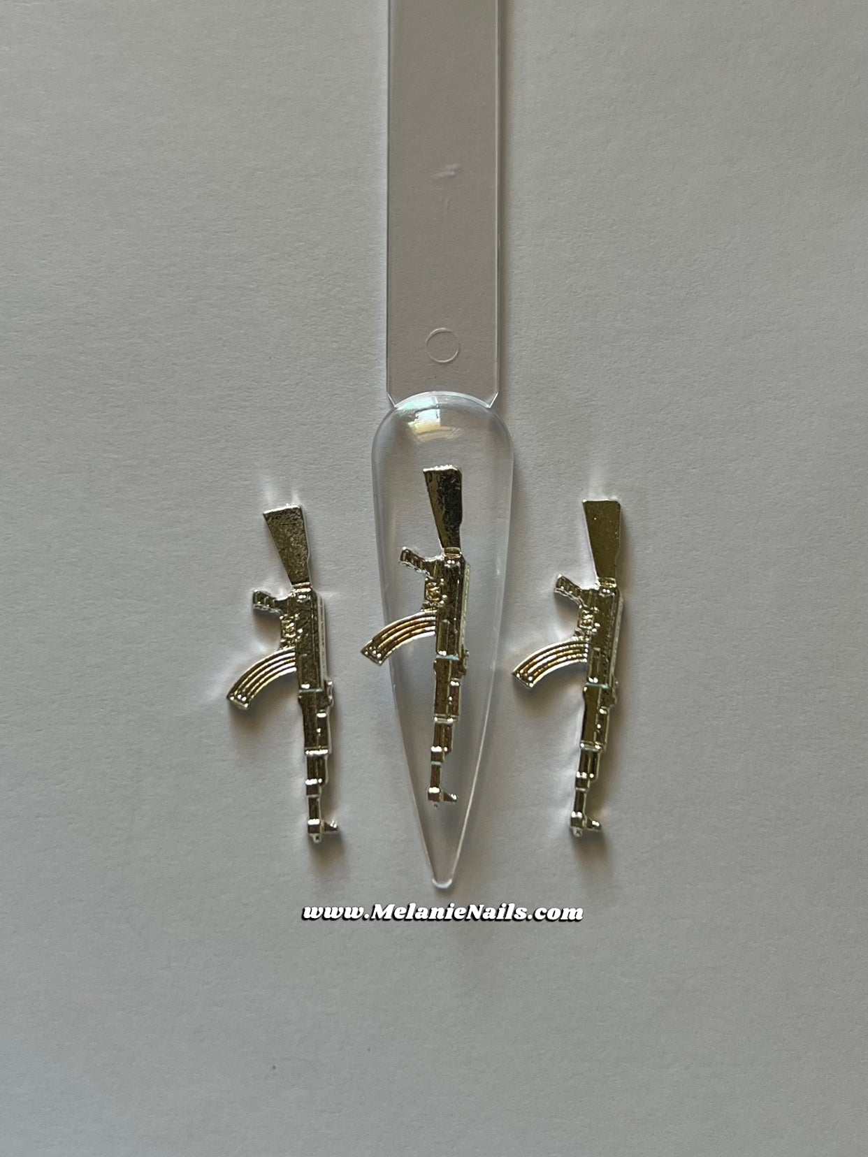 Silver Gun Nail Charms