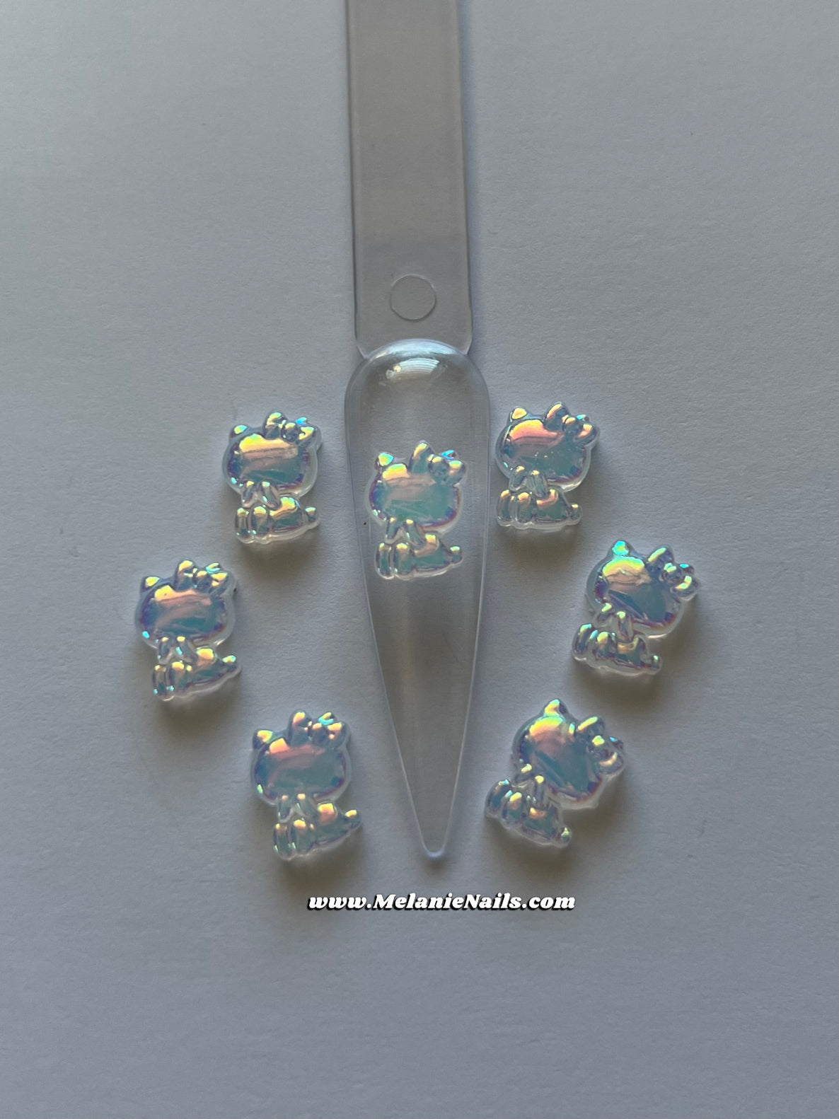 Clear Iridescent Kitty Nail Charms