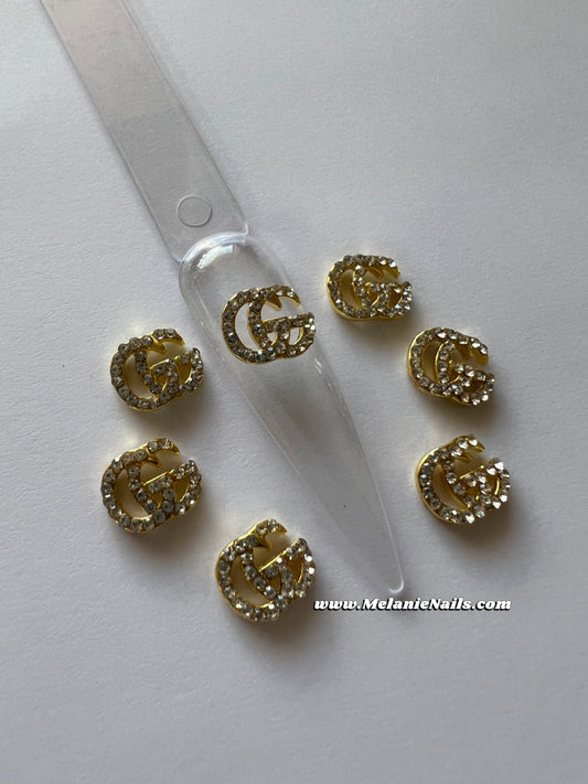 GG Rhinestone Gold Nail Charms