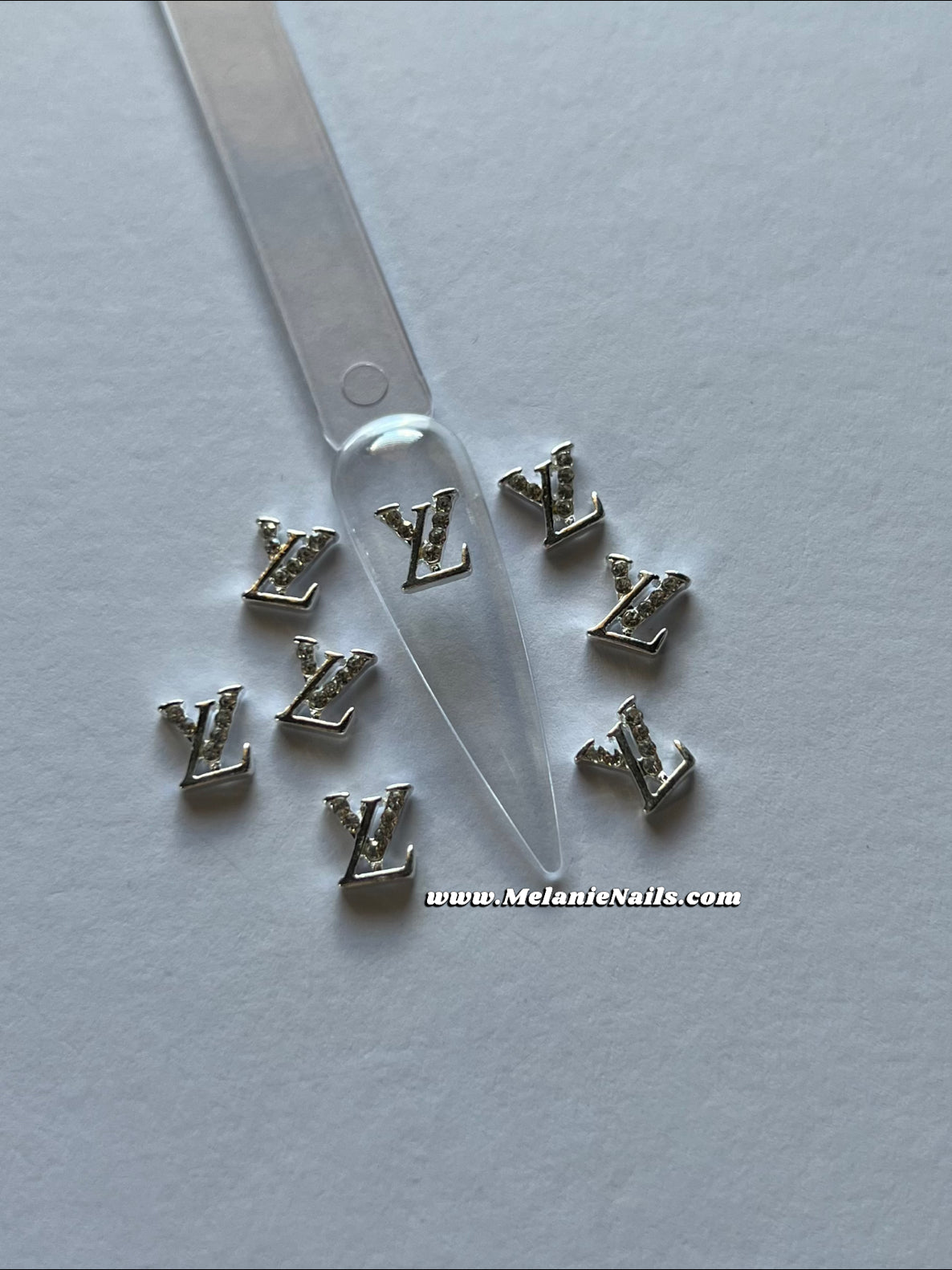 LV Silver Diamond Nail Charms