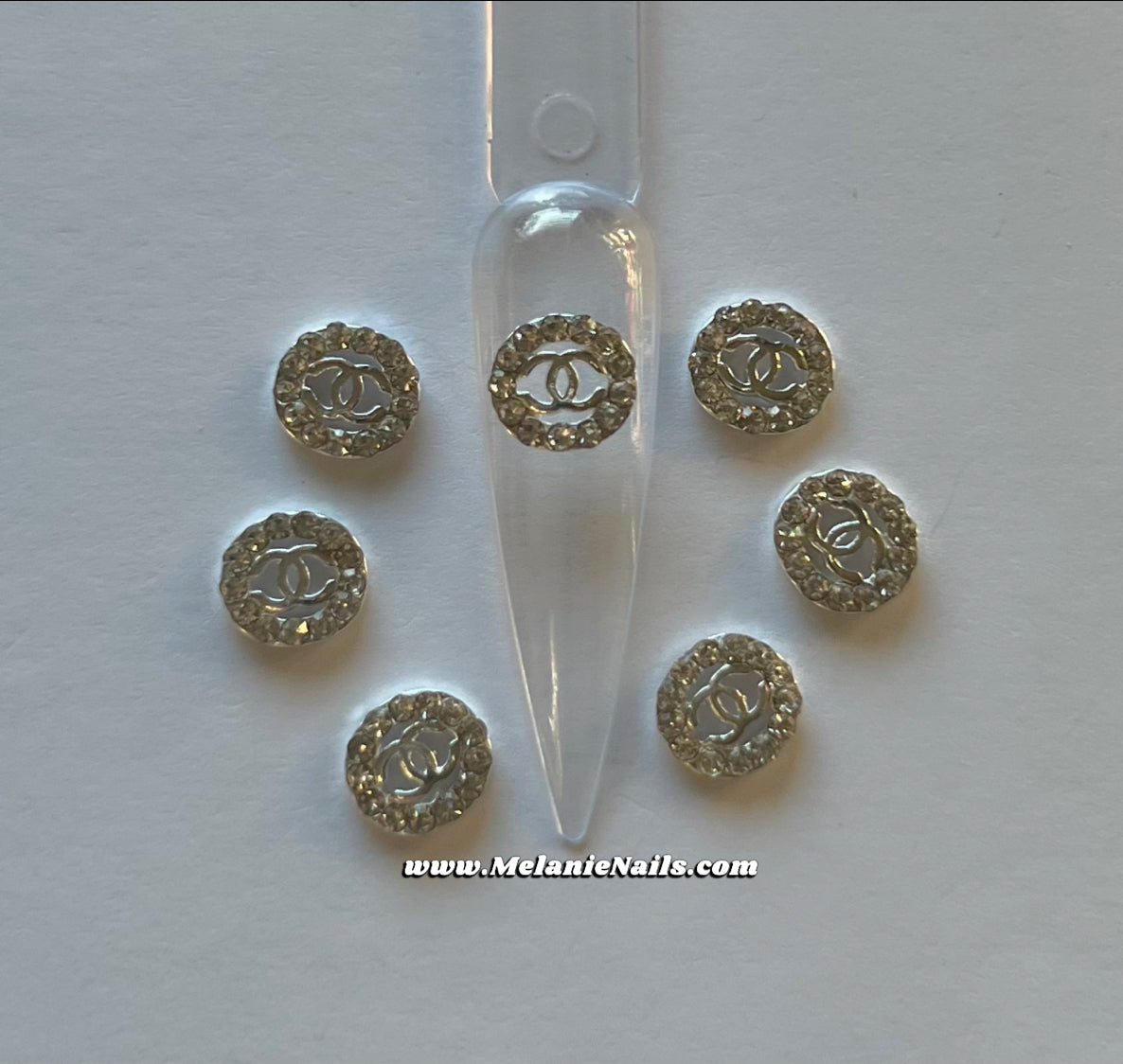 CC Silver Diamond Circle Nail Charms