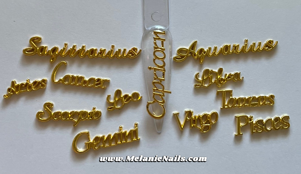 Gold Zodiac Nail Charms