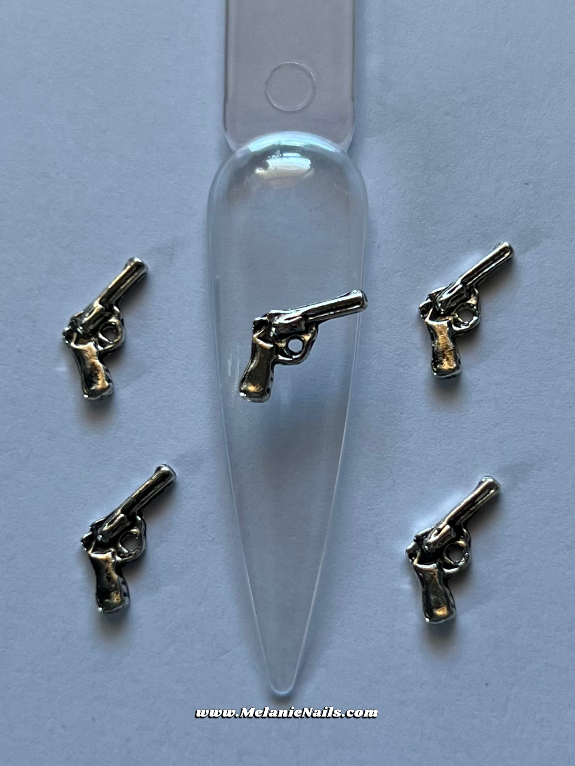 Antique Silver Tiny Gun Nail Charms