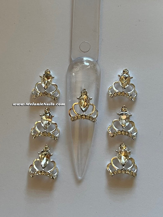 Silver Crown Nail Charms