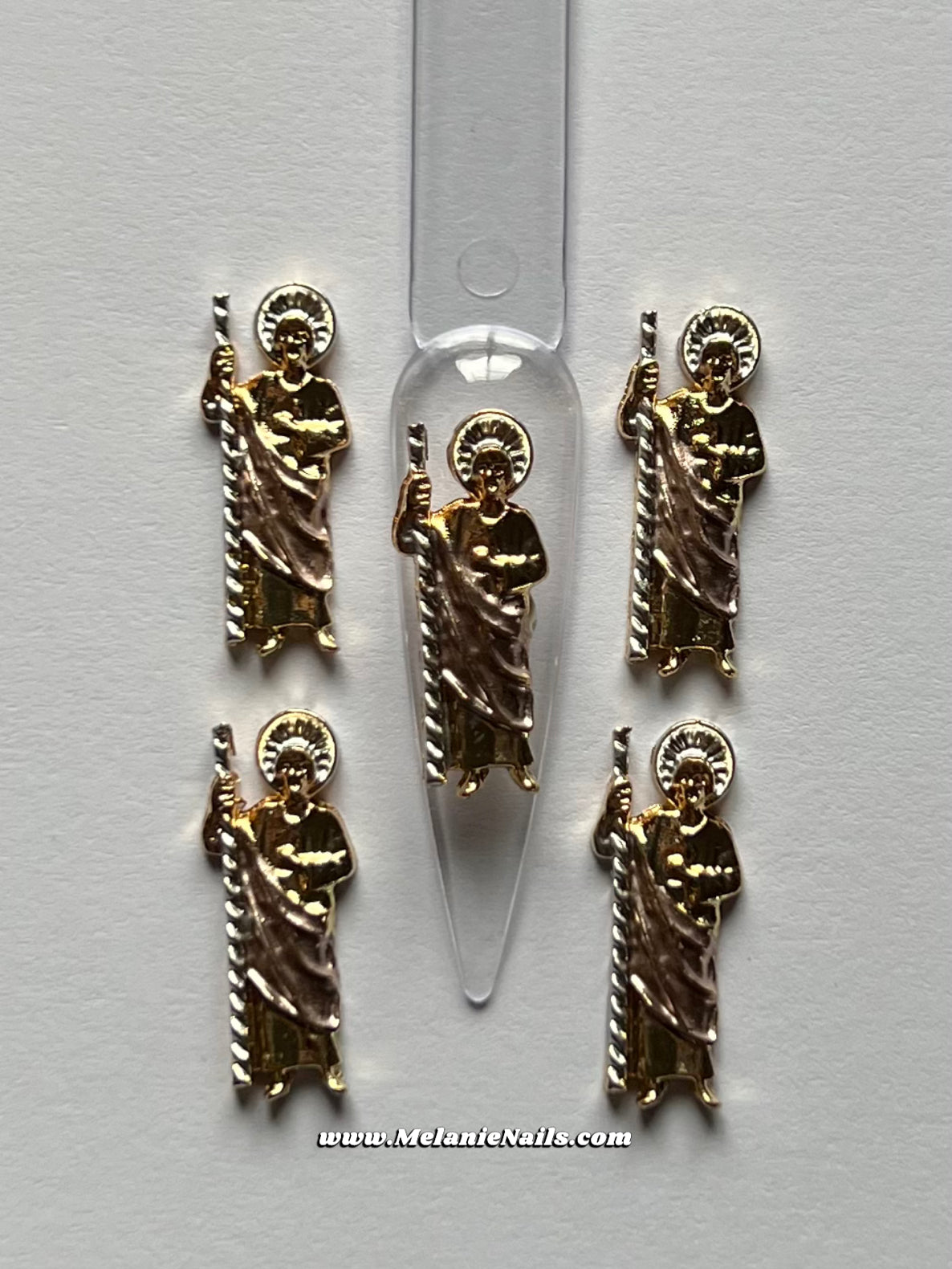 Gold Rose San Judas Nail Charms