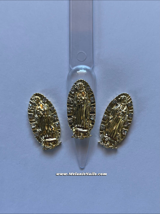 Gold Diamond Virgencita Nail Charms