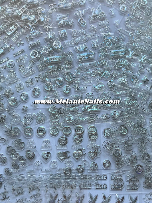 Small Holographic Silver Nail Stickers