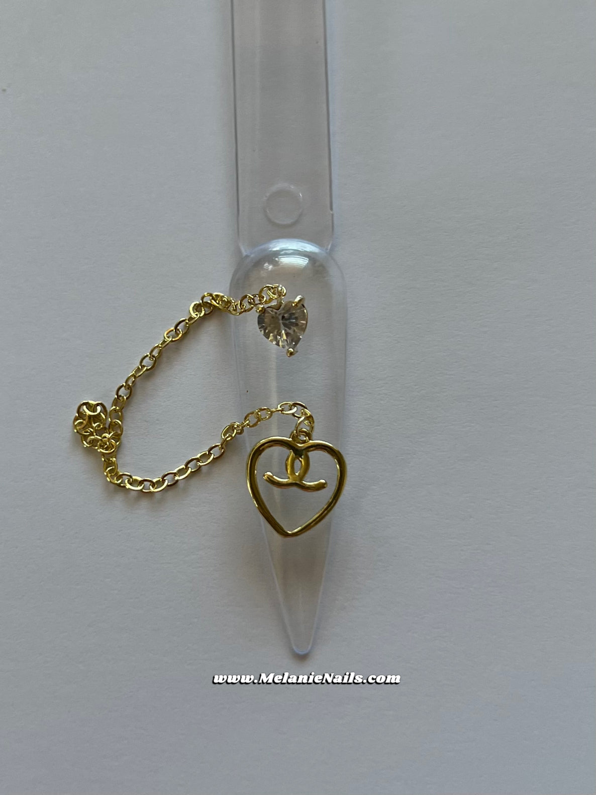 CC Rhinestone Gold Dangle Nail Charms