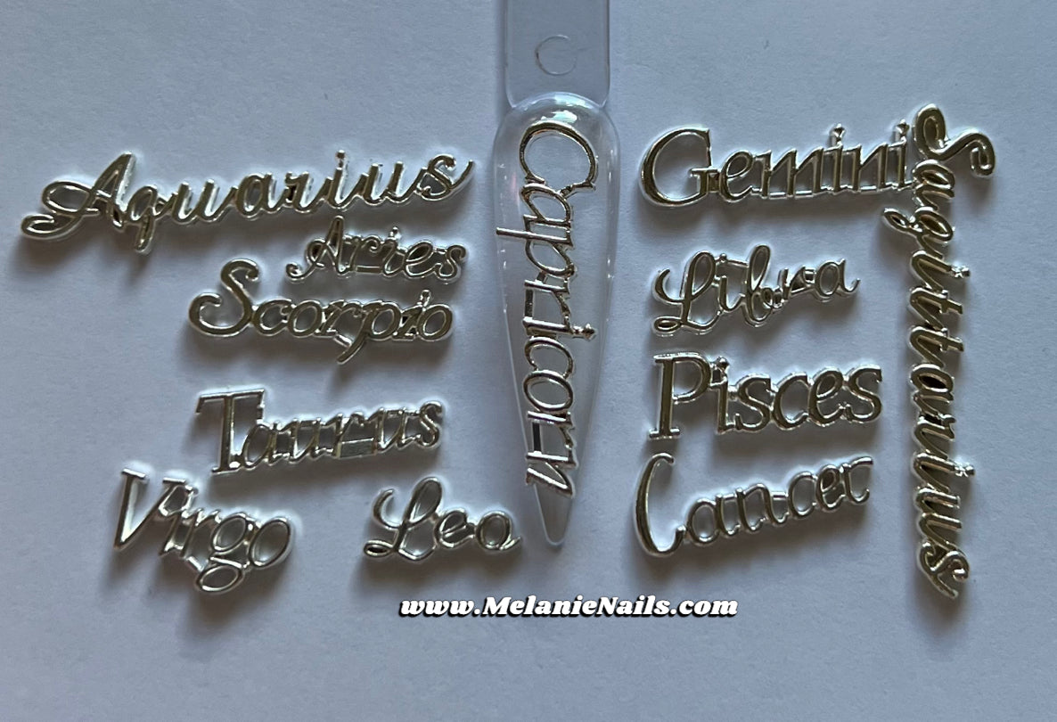 Silver Zodiac Nail Charms