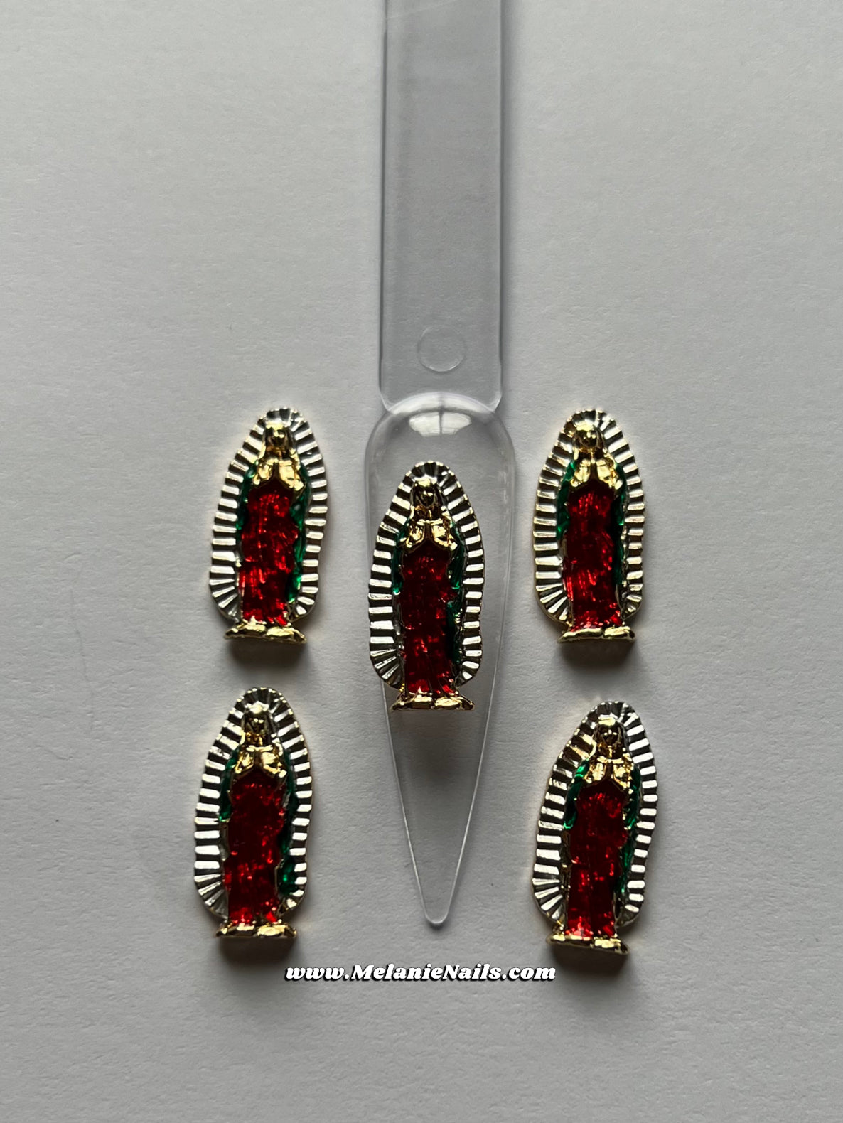 Gold Colorful Virgencita Nail Charms