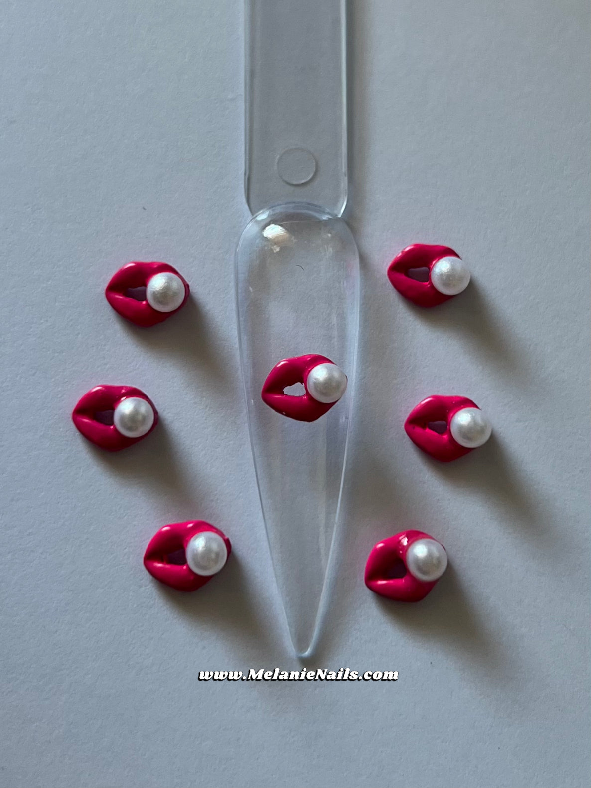 Pearl Magenta Lip Nail Charms