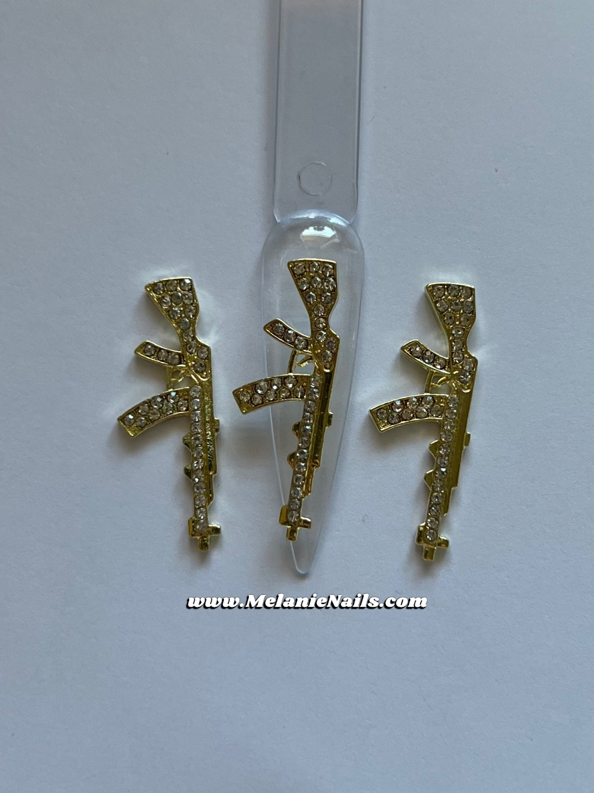 Big Gold Diamond Gun Nail Charms