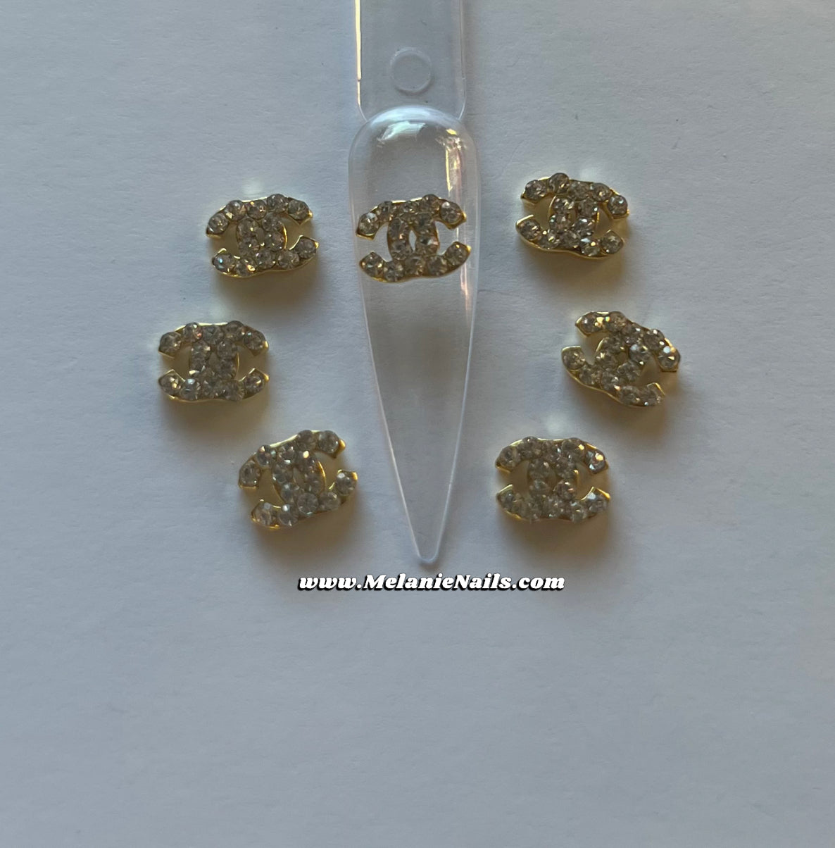 CC Big Rhinestone Gold Nail Charms