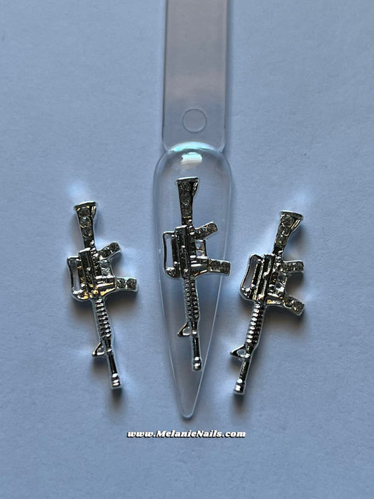 Silver Diamond Gun Nail Charms