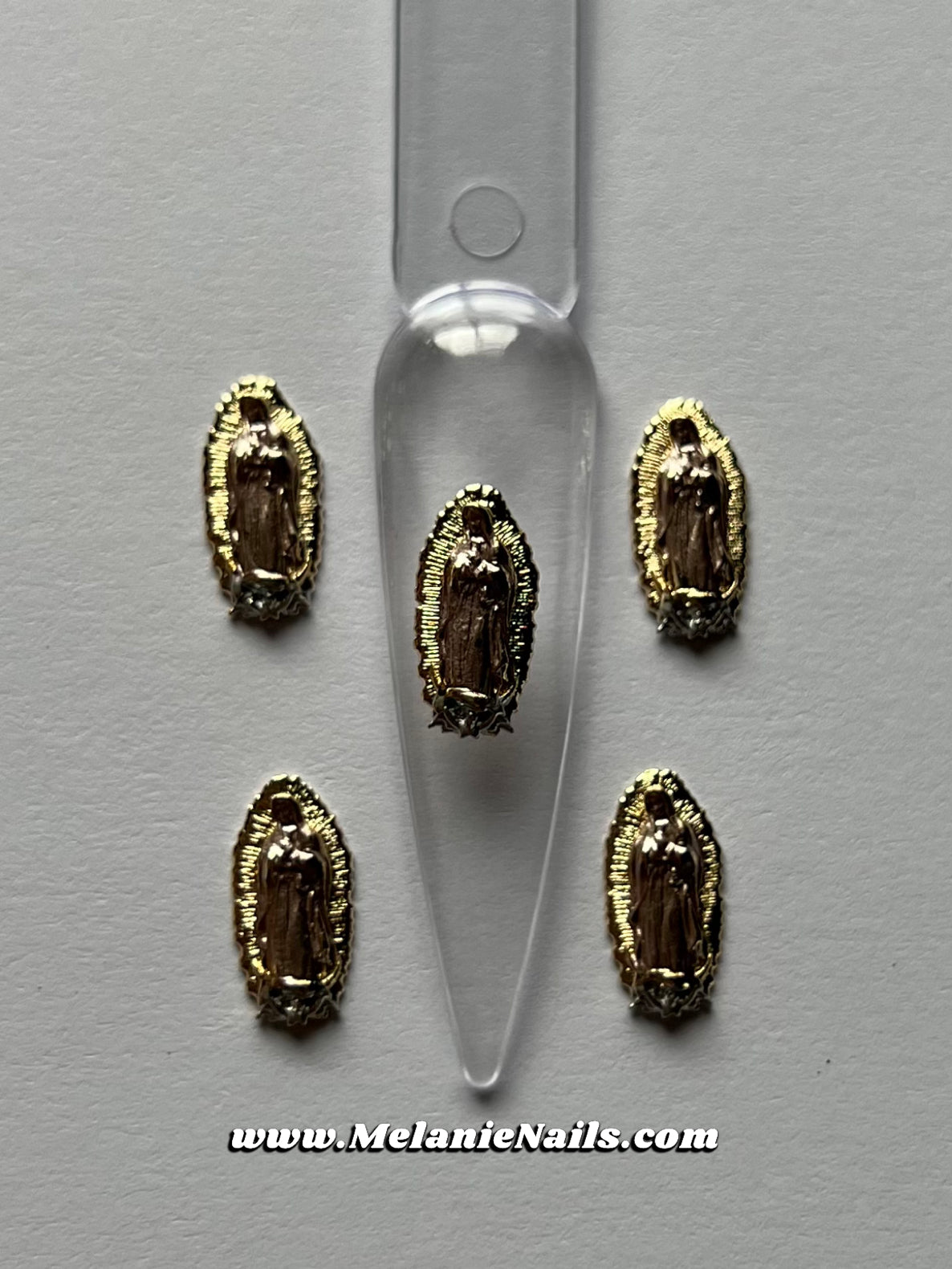 Mini Gold Rose Virgencita Nail Charms