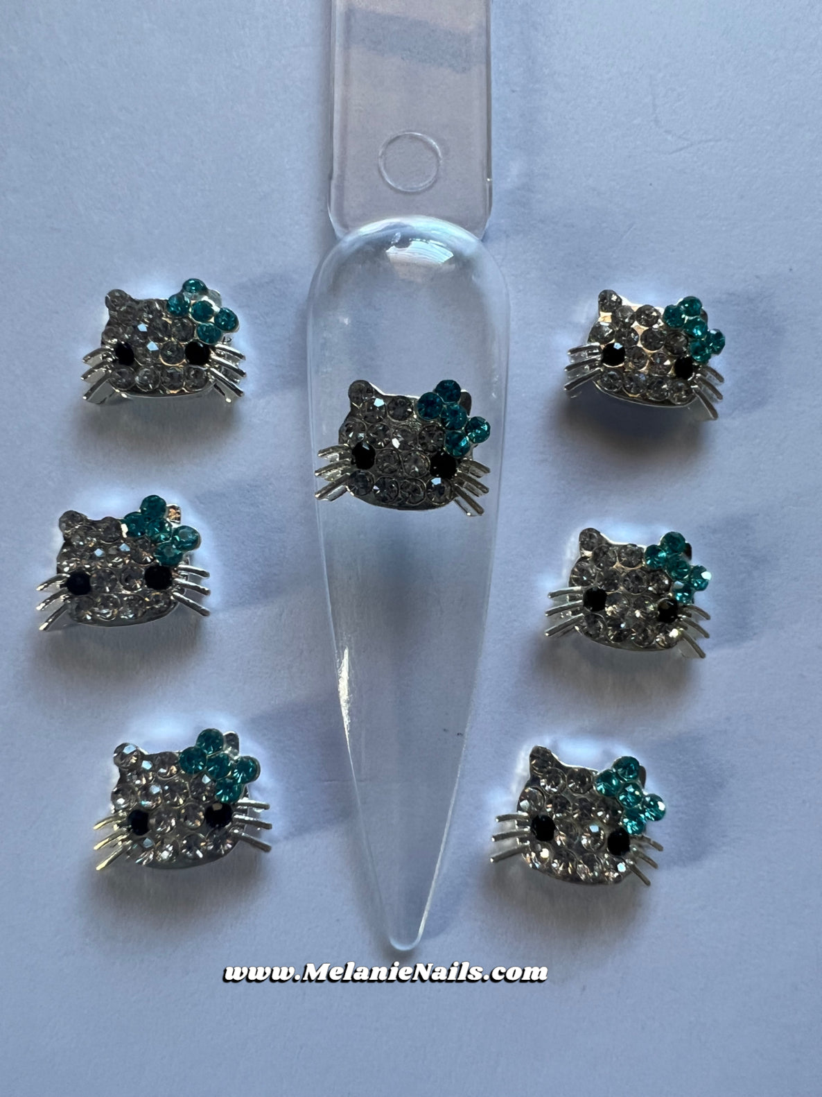 Blue Bow Kitty Nail Charms