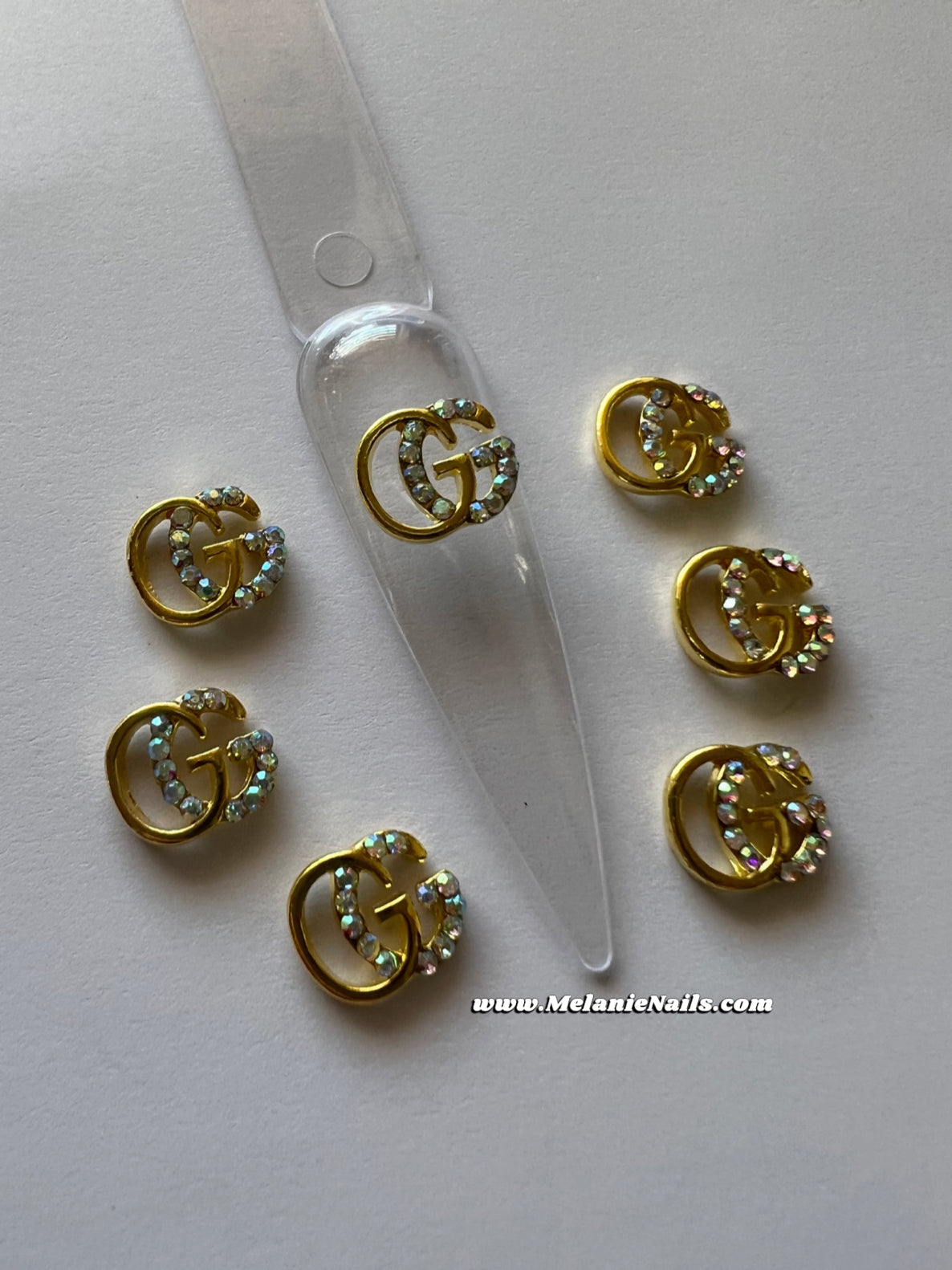 GG Gold Holographic Diamond Nail Charms