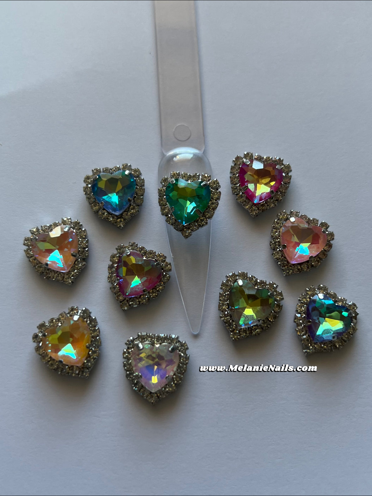 Big Iridescent Heart Charms