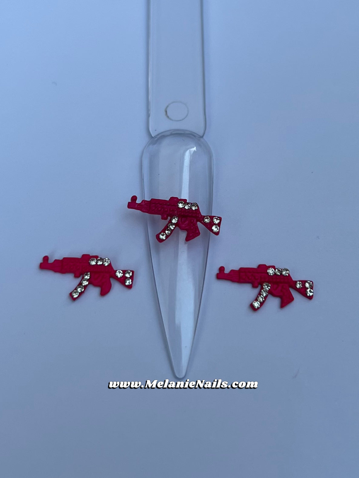 Mini Diamond Pink Gun Nail Charms