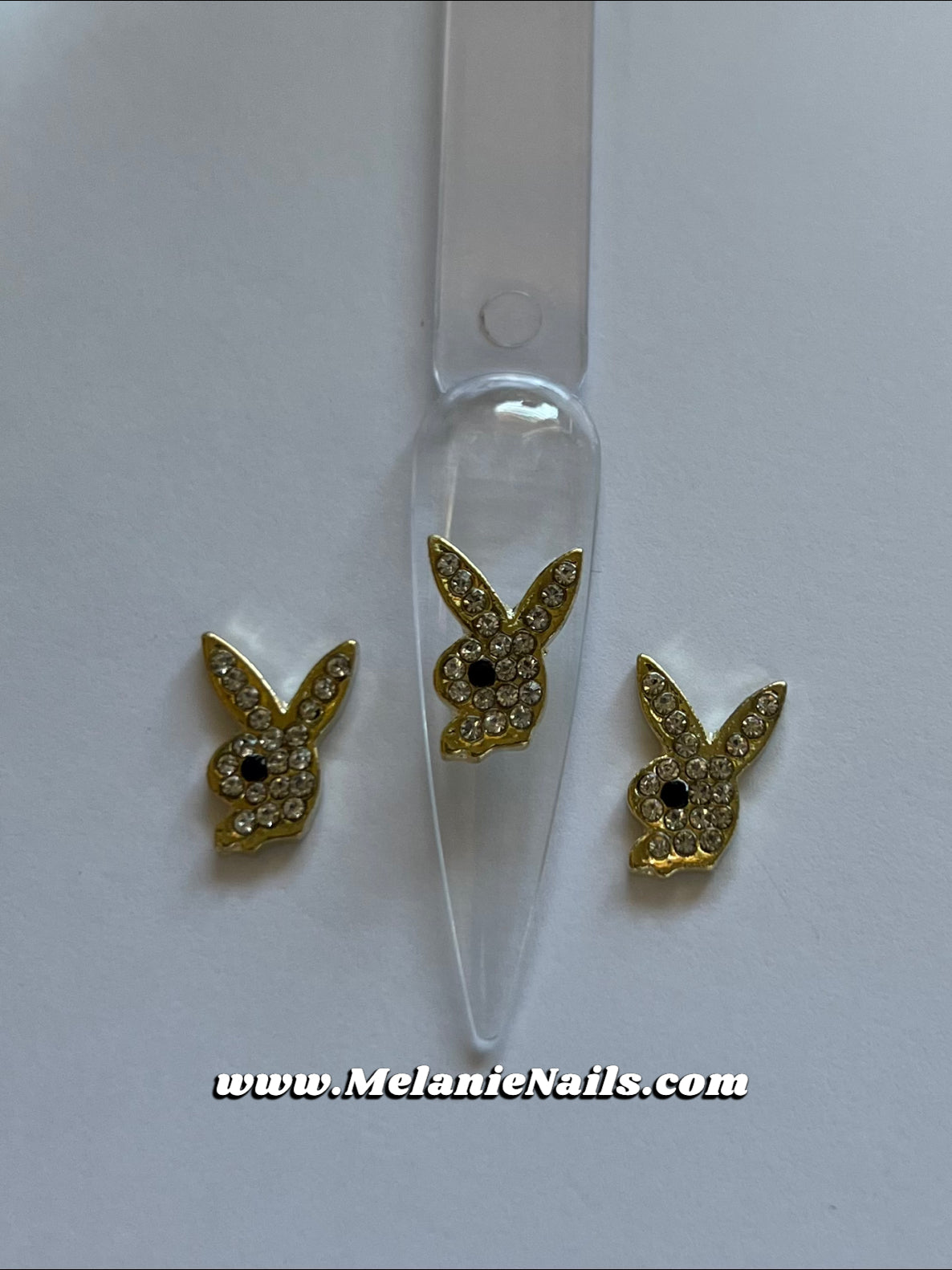 Gold Diamond Bunny Nail Charms