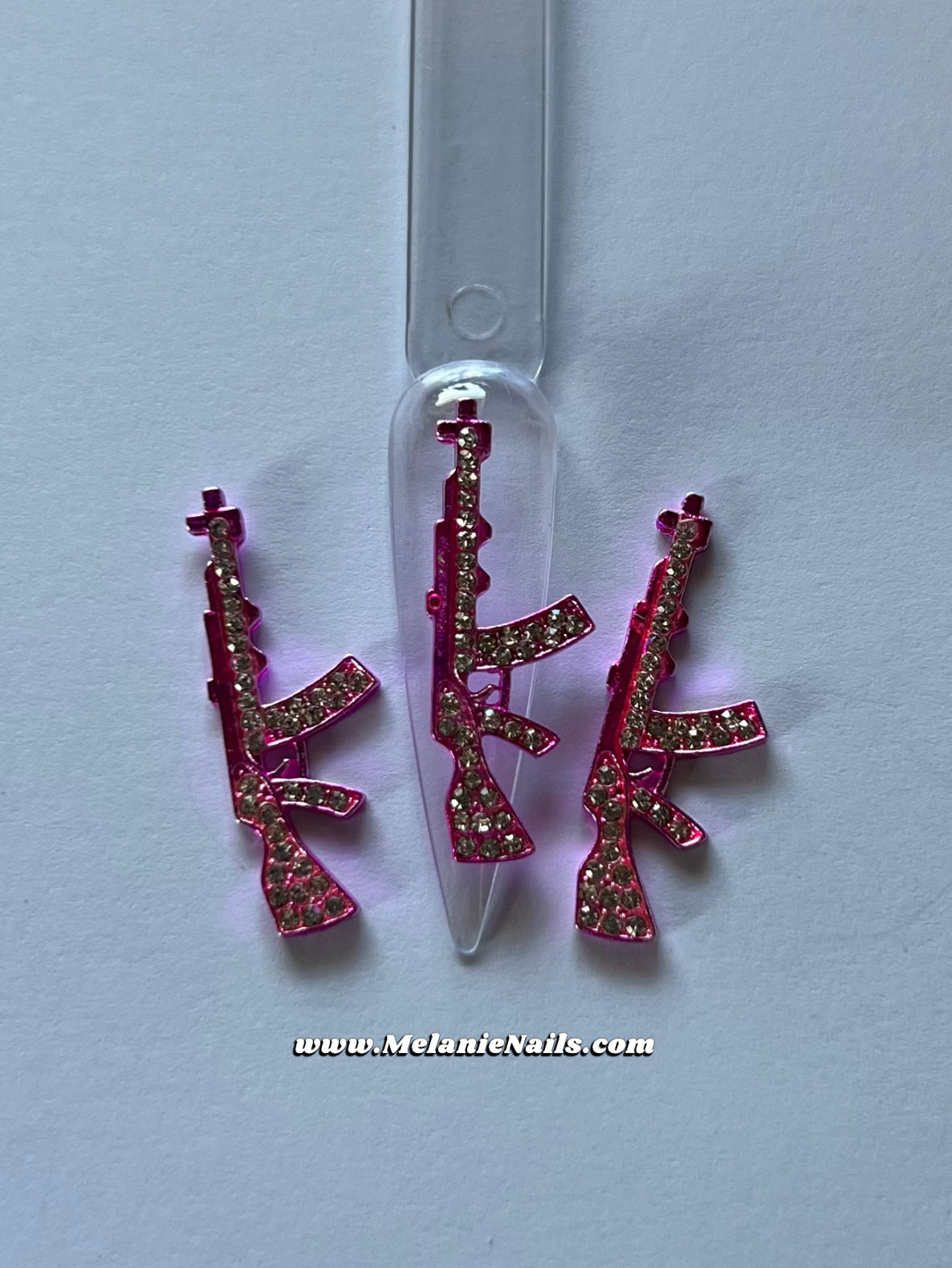 Big Pink Diamond Gun Nail Charms