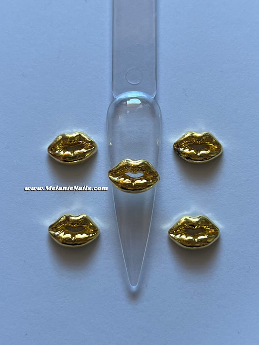 Gold Lip Nail Charms