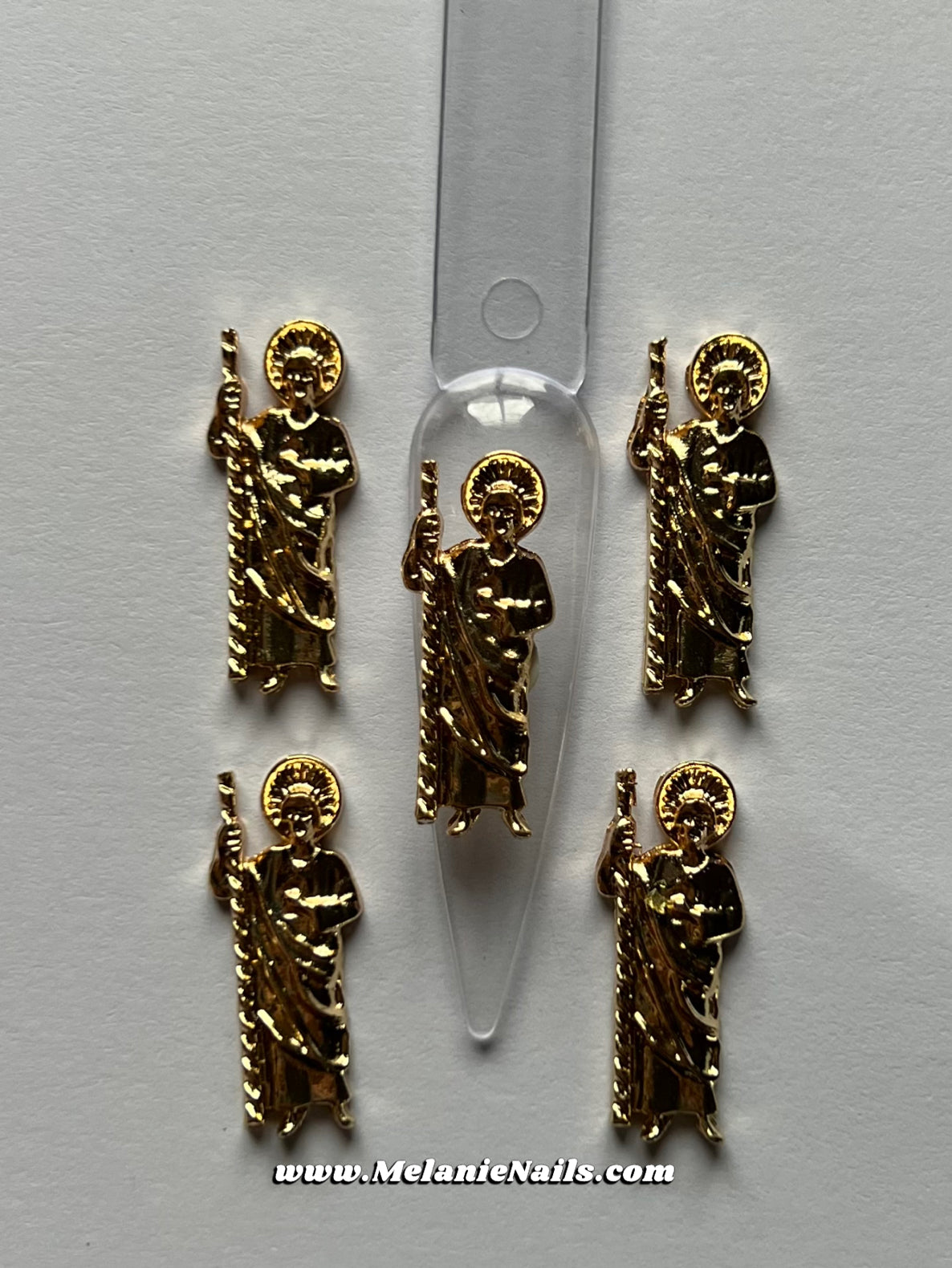 Gold San Judas Nail Charms