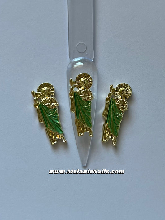 Green San Judas Nail Charms