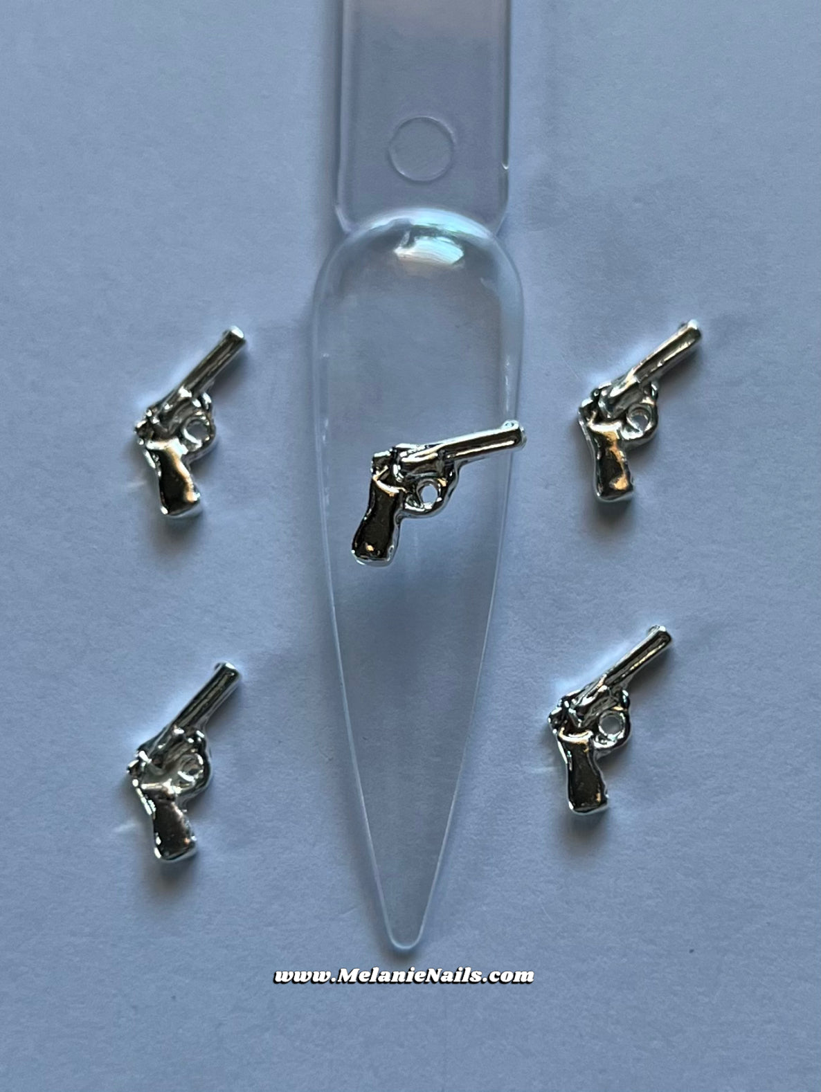 Silver Tiny Gun Nail Charms